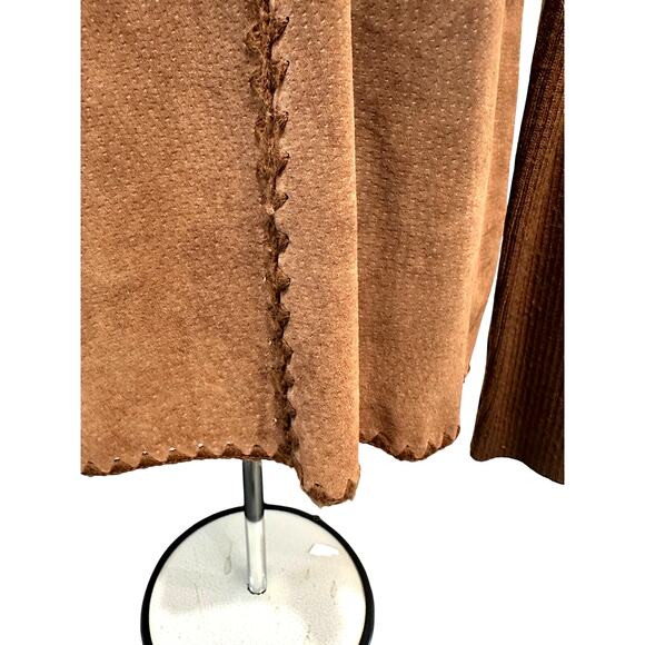 'High Point' Brown Knit and Suede Accent Panel Turtleneck Sweater Women's Large - Picture 5 of 11